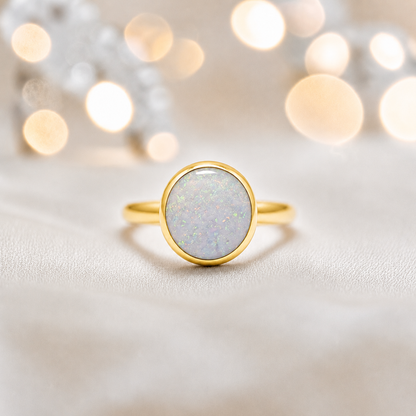 White Snow 9ct gold round memorial ring,  Matilda, handcrafted in Lancashire, UK – by Keepsake Memorial Jewellery