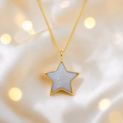 White Snow Merak Star 9ct gold pendant, handcrafted in Lancashire UK – by Keepsake Memorial Jewellery