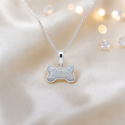White Snow Milo sterling silver dog bone memorial pendant, handcrafted in Lancashire UK  -  by Keepsake Memorial Jewellery