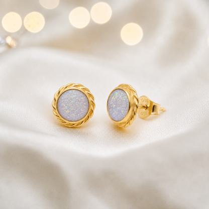 White Snow Tala 9ct gold flower earrings, handcrafted in Lancashire, UK – by Keepsake Memorial Jewellery