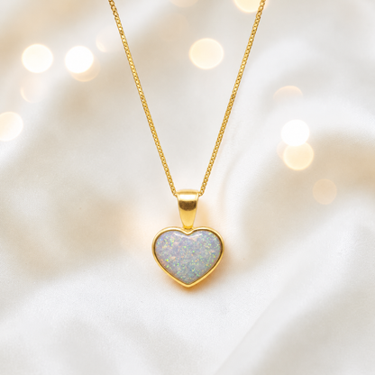 White snow Treasured  heart 9ct gold pendant, handcrafted in Lancashire UK – by Keepsake Memorial Jewellery