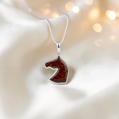 Willow horse head ashes pendant in copper mocha, handcrafted in Lancashire UK - by Keepsake Memorial Jewellery