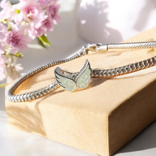 Stunning Solid 925 Silver Angel Wing Charm Bead
