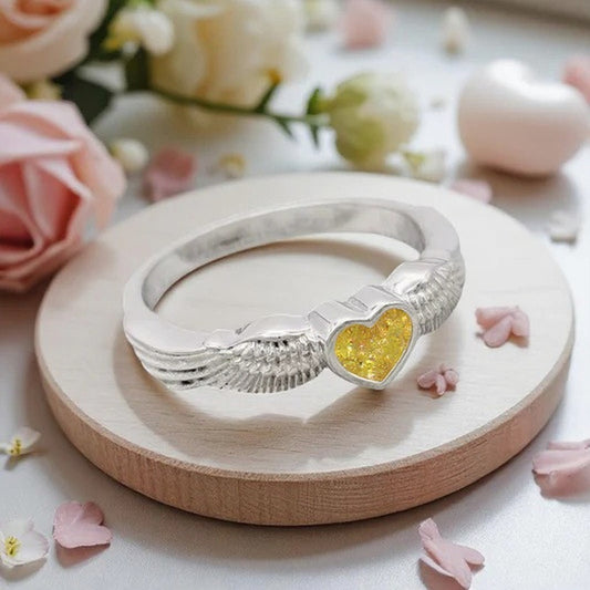 ***NEW***Solid Silver Angel Wing Heart Ring