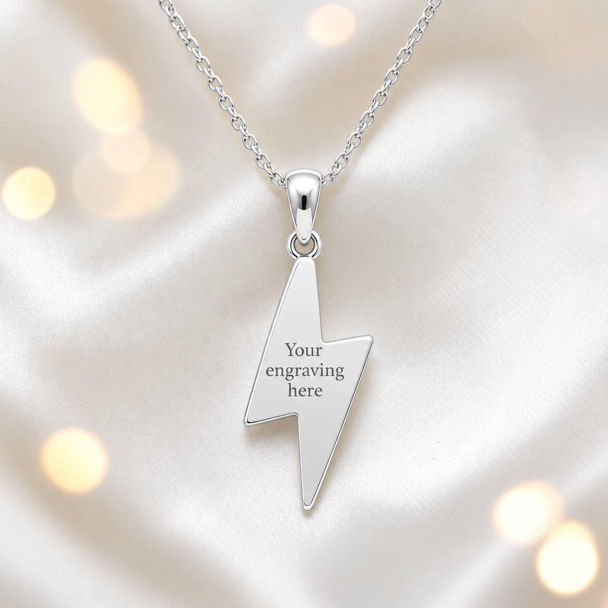 Engraved Ziggy lightning bolt memorial pendant side view, handcrafted in Lancashire UK - by Keepsake Memorial Jewellery