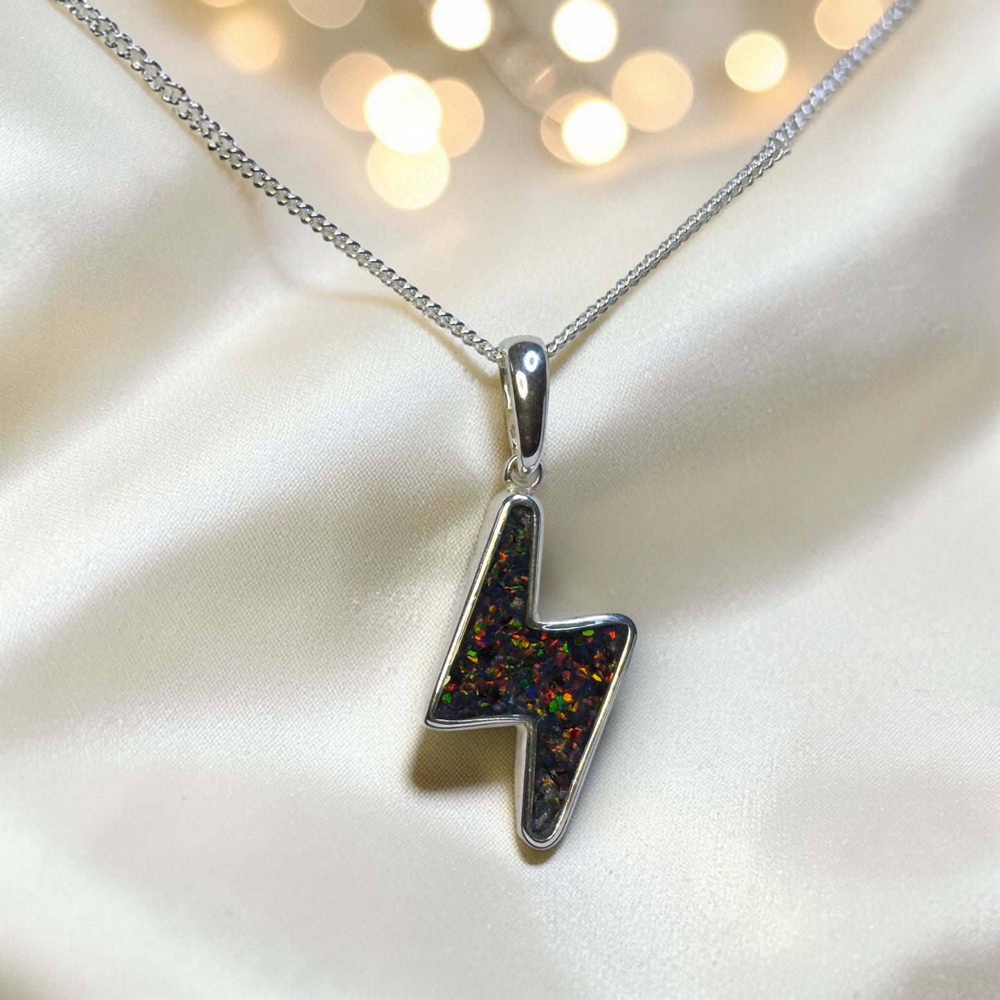 lightening bolt silver ashes pendant, handcrafted in lancashire